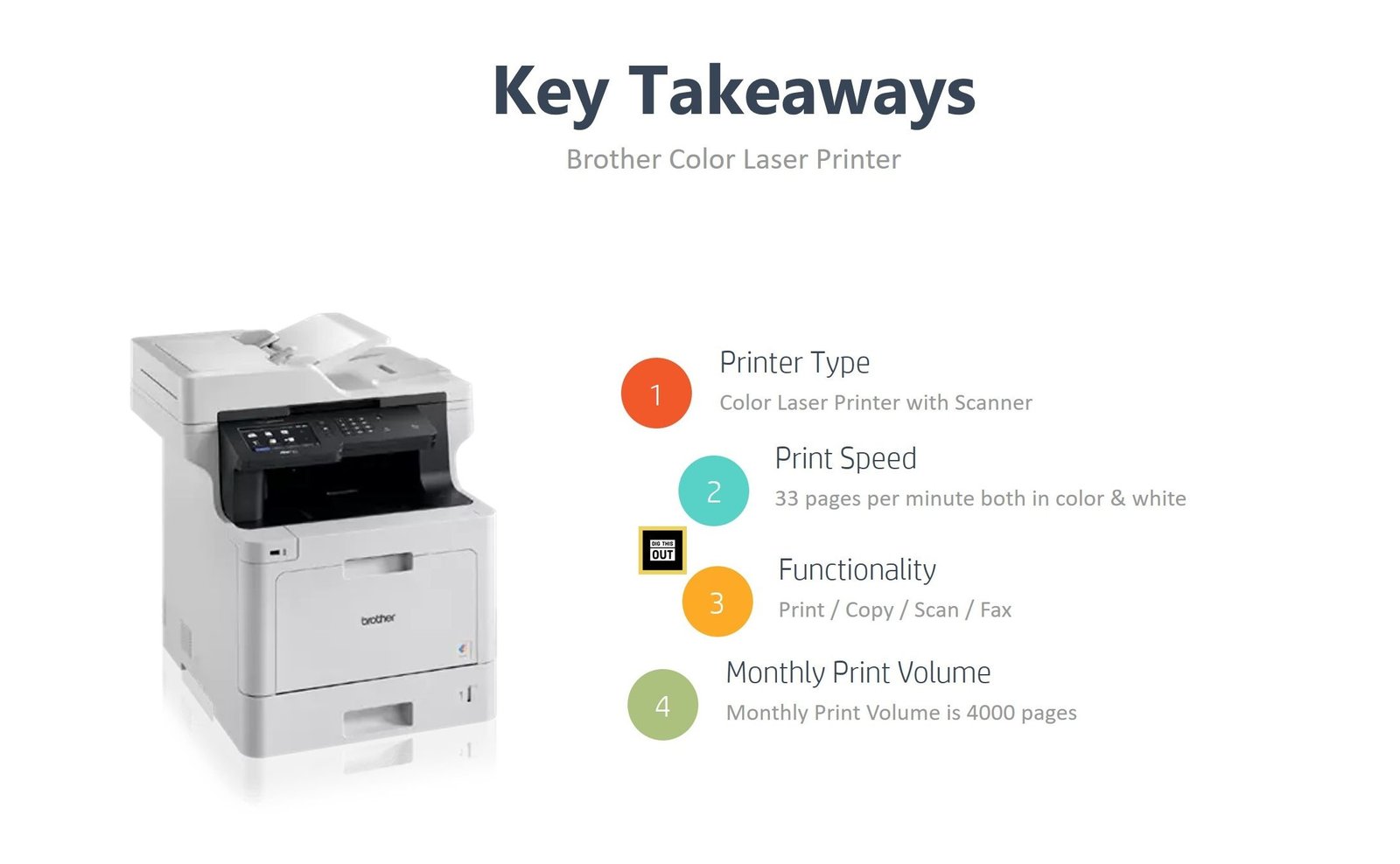 Brother Dual tray laser printer Key Takeaways
